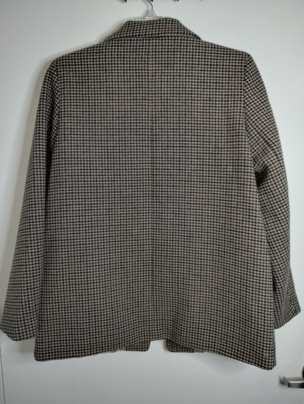 Abercrombie & Fitch (Size L) Wool Blend Houndstooth Blazer Jacket - Brown/Black - Picture 11 of 16